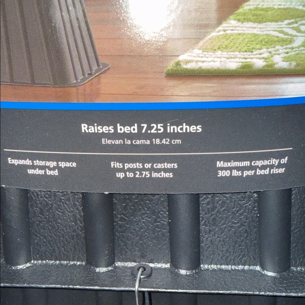 Mainstays Tall Black Bed Risers 4-Pack - Picture 2 of 2
